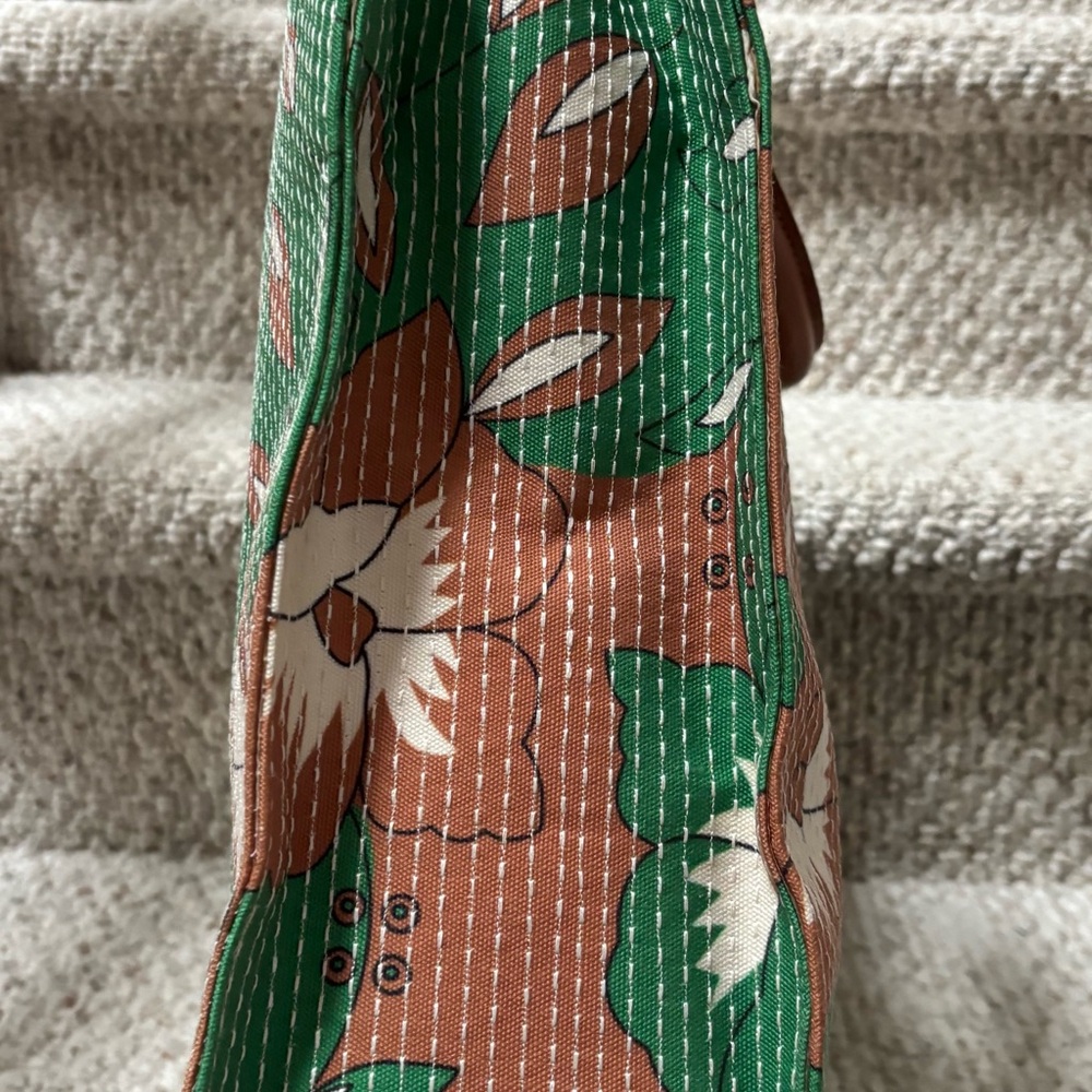 Neiman Marcus Floral Green and Brown Tote Bag - Picture 5 of 10